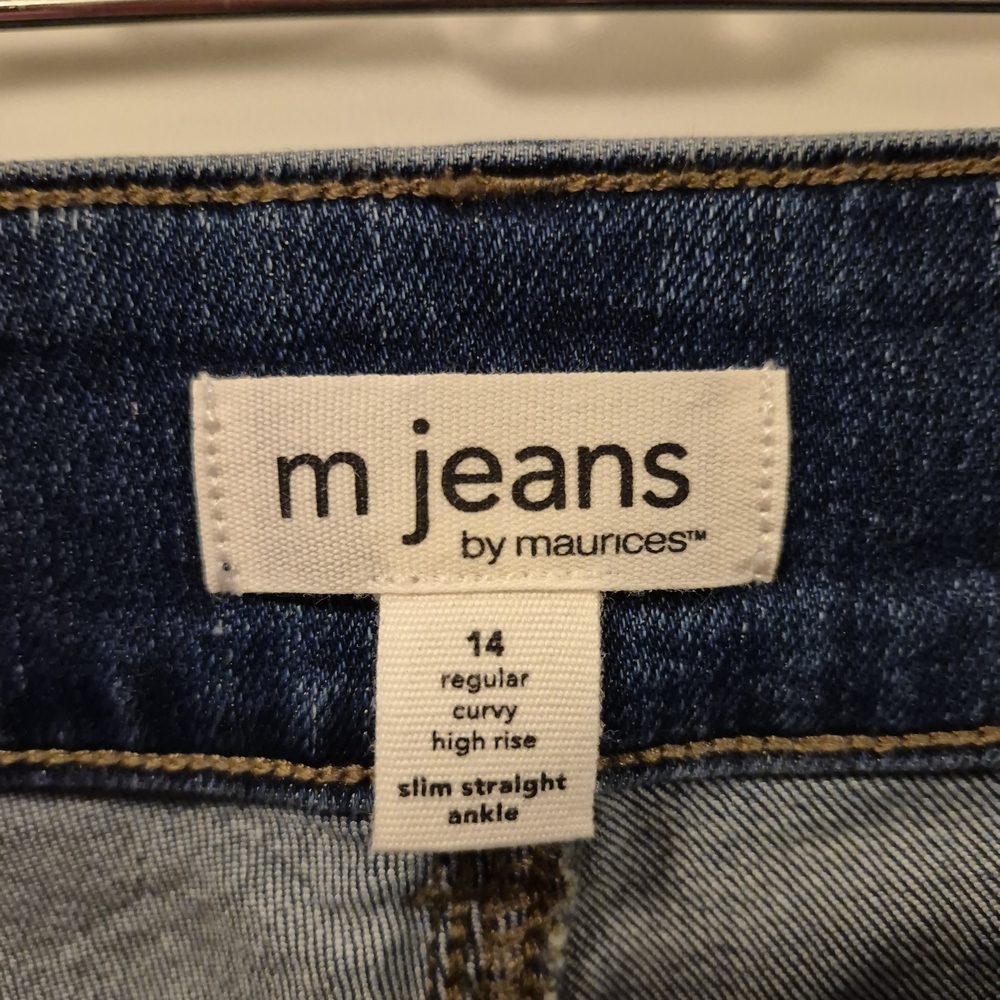 Maurices Dark Blue. 12 Regular Curvy High Rise.  SlimStraight Ankle Jeans Nwt